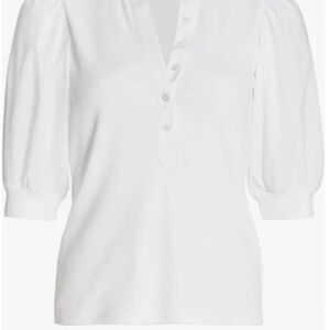 Veronica Beard Coralee button down short sleeve puffy arm. Size Small white